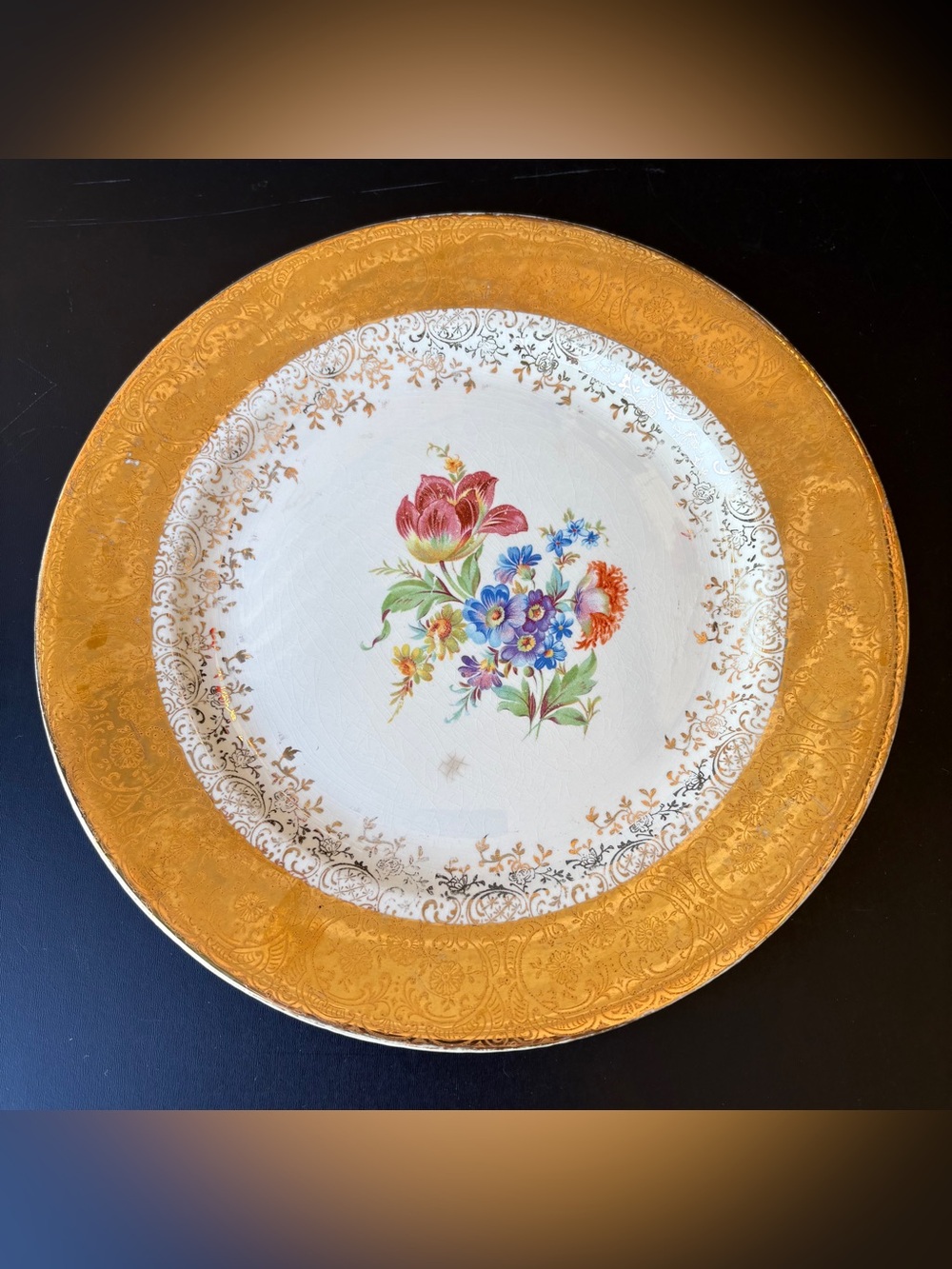 Vintage Edgewood China Warranted 22K Luncheon Plate Gold Encrusted Floral